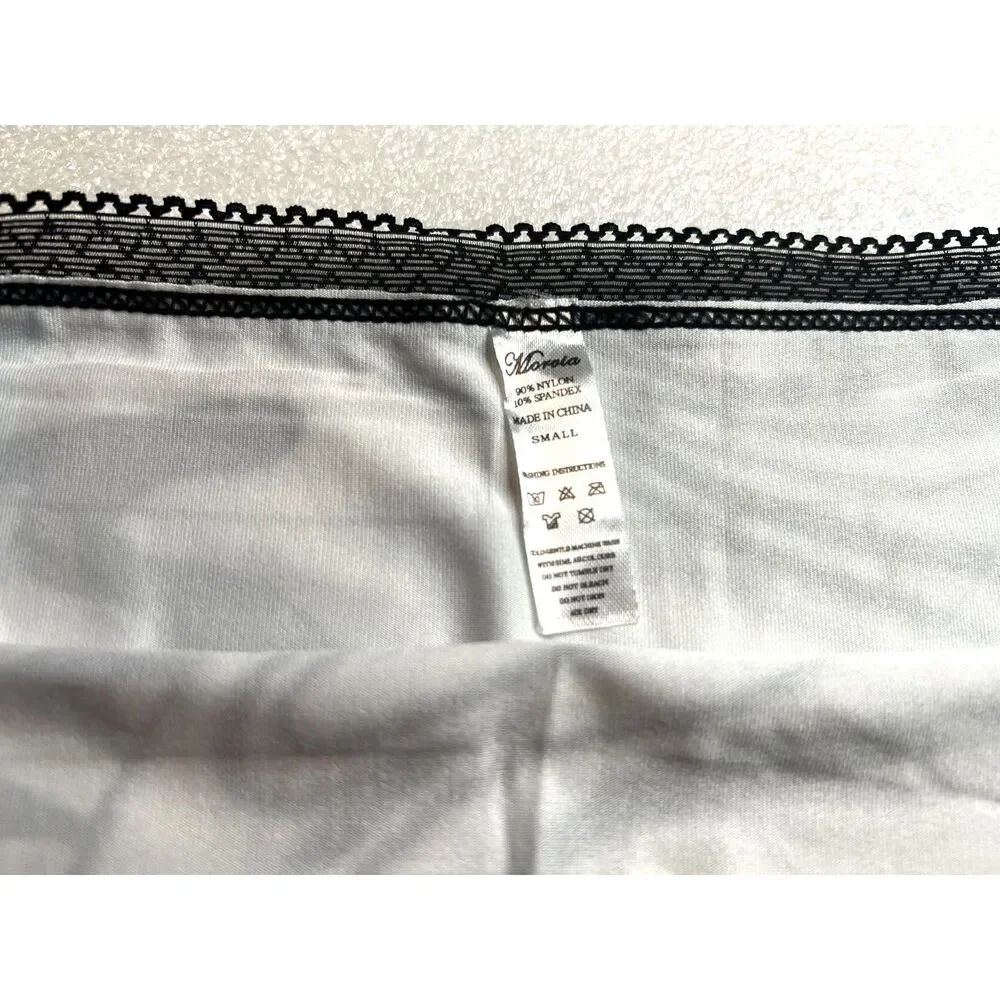 New Bikini Brief Lace Accent Black White Abstract Small Panties Underwear NWOT